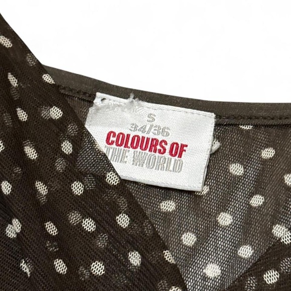 Brown Sheer Polka Dot Tank Coquette Girly Soft Girl Dainty Flowy Boho - Picture 5 of 5